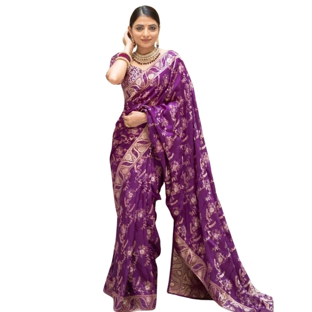 Women's Silk Printed Saree — Purple · Prpl