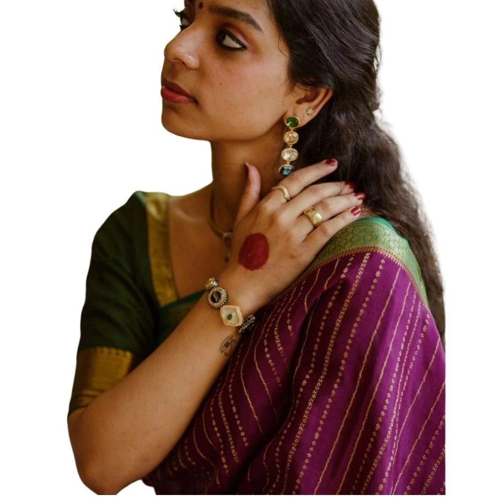Women's Silk Printed Saree — Wine · Wine