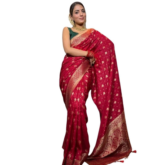 Women's Silk Printed Saree — Red · _Red