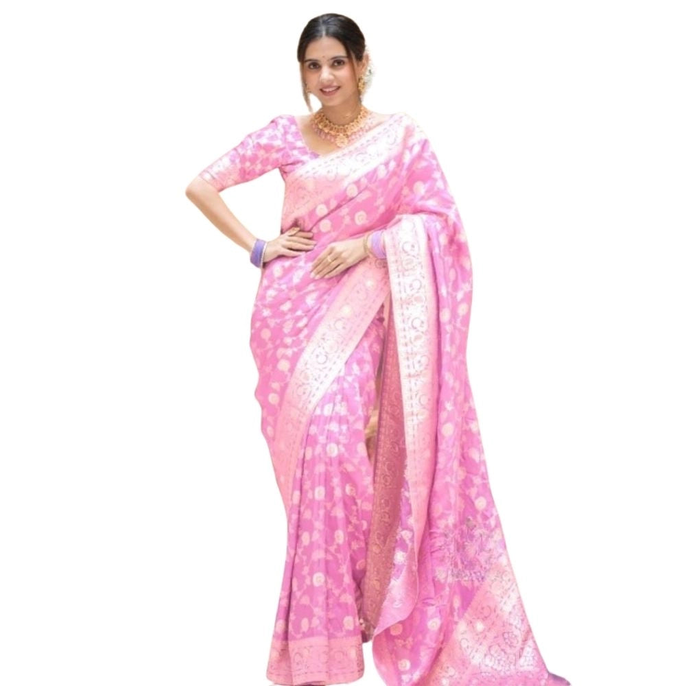 Women's Silk Printed Saree — Pink · _Pnk