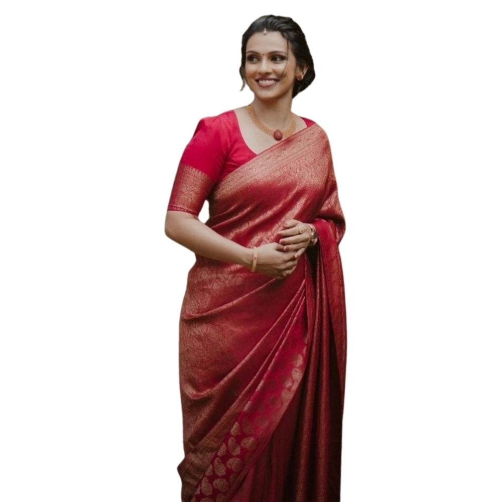 Women's Silk Printed Saree — Red · _Red