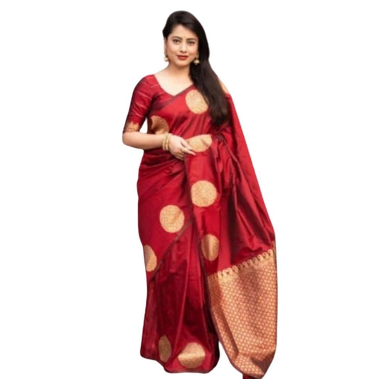 Women's Silk Printed Saree — Red · _Red