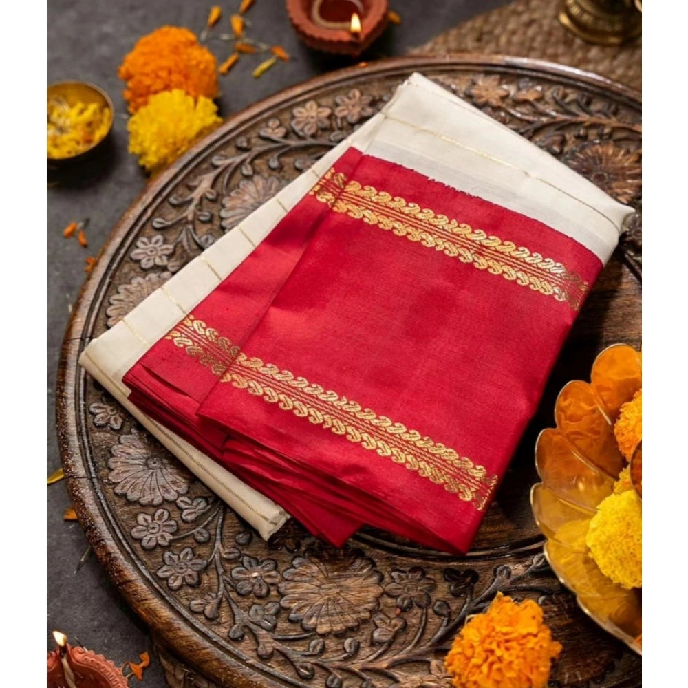 Women's Silk Printed Saree — Off White · _Wht