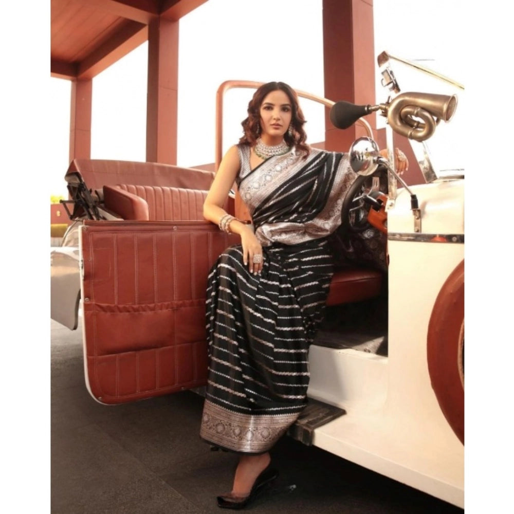 Women's Silk Printed Saree — Black · _Blk