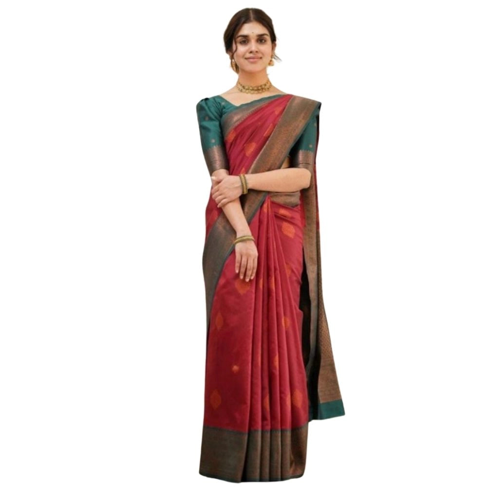 Women's Silk Printed Saree — Red · _Red