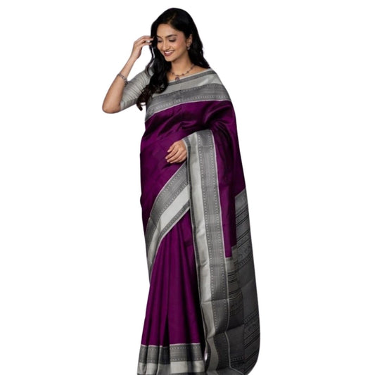 Women's Silk Printed Saree — Purple · Prpl