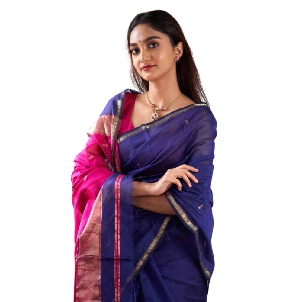 Women's Cotton Printed Saree — Blue