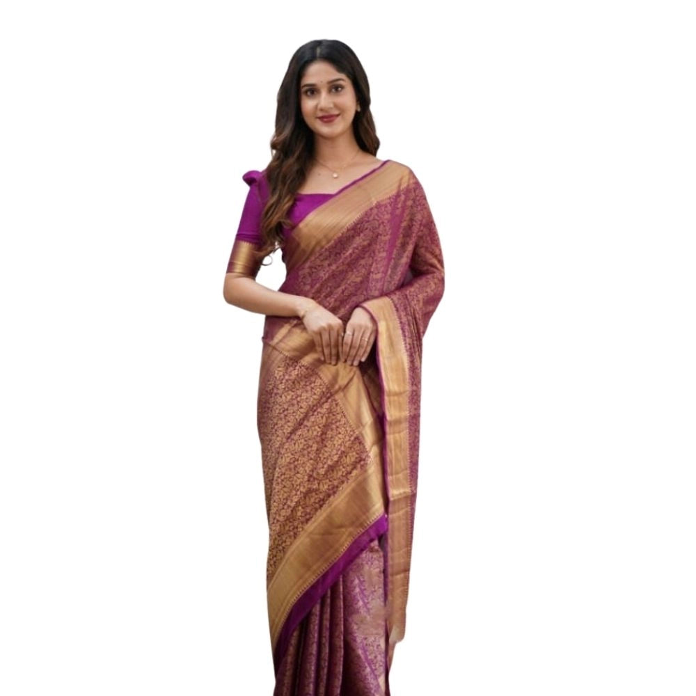 Women's Silk Printed Saree — Wine · Wine