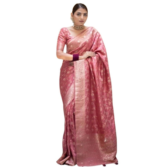 Women's Silk Printed Saree — Peach · _Pch