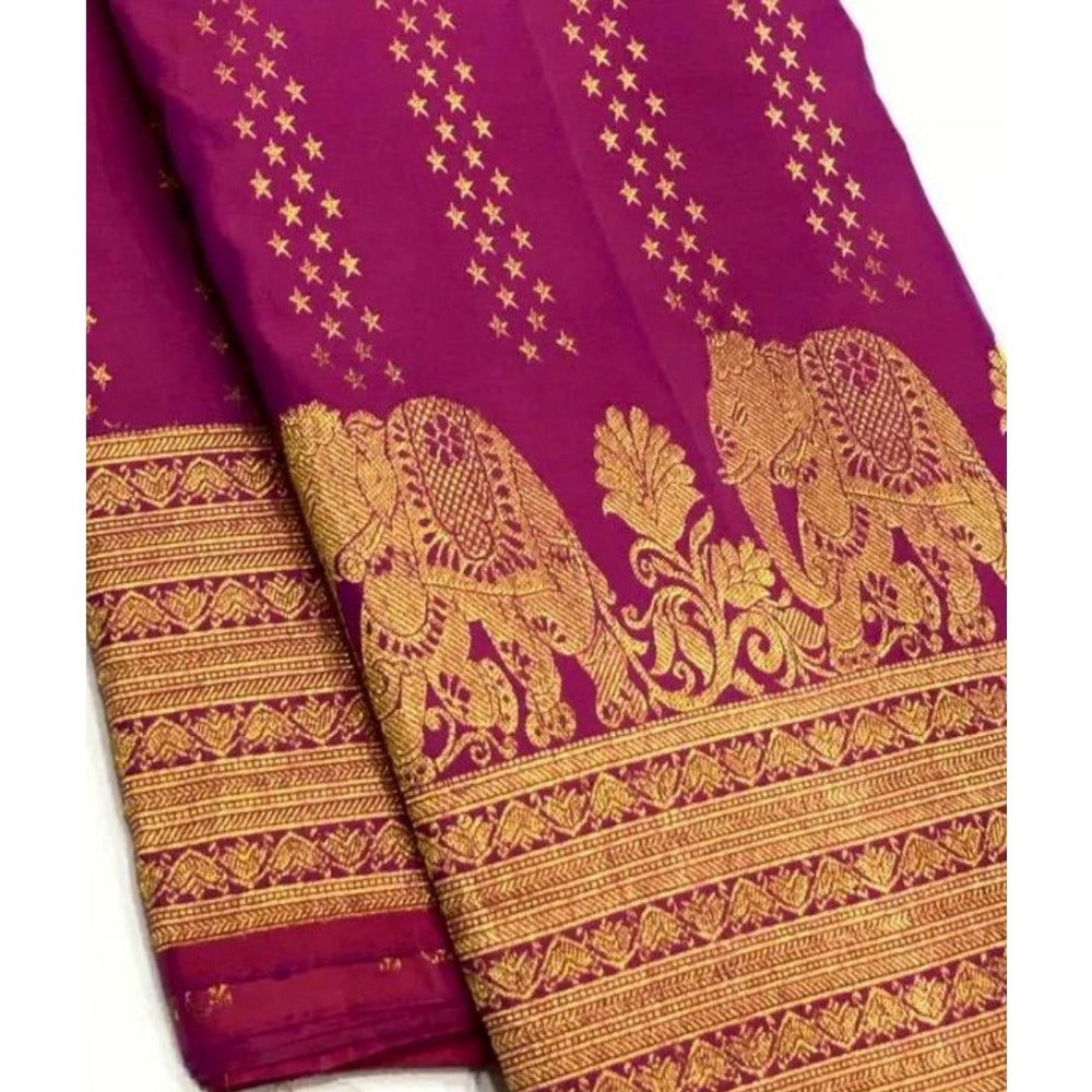 Women's Silk Printed Saree — Rani Pink · _Pnk