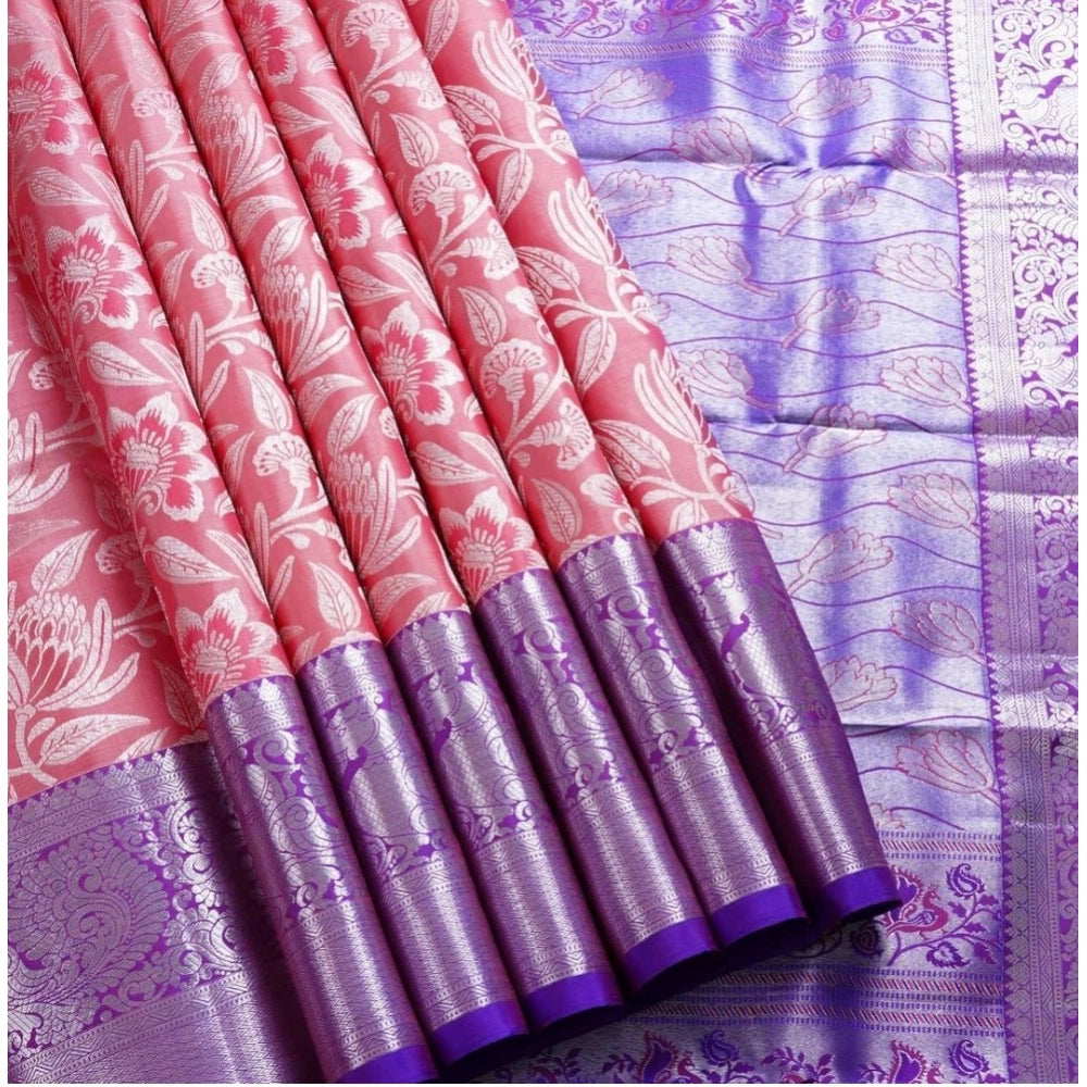 Women's Soft Lichi Silk Printed Saree — Purple · 9Prl