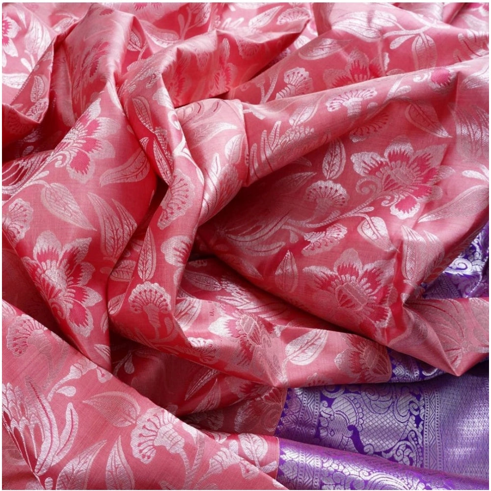 Women's Soft Lichi Silk Printed Saree — Purple · 9Prl