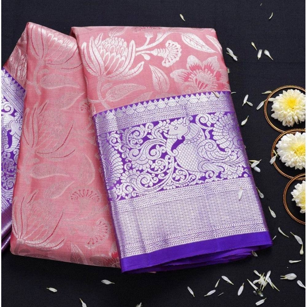 Women's Soft Lichi Silk Printed Saree — Purple · 9Prl