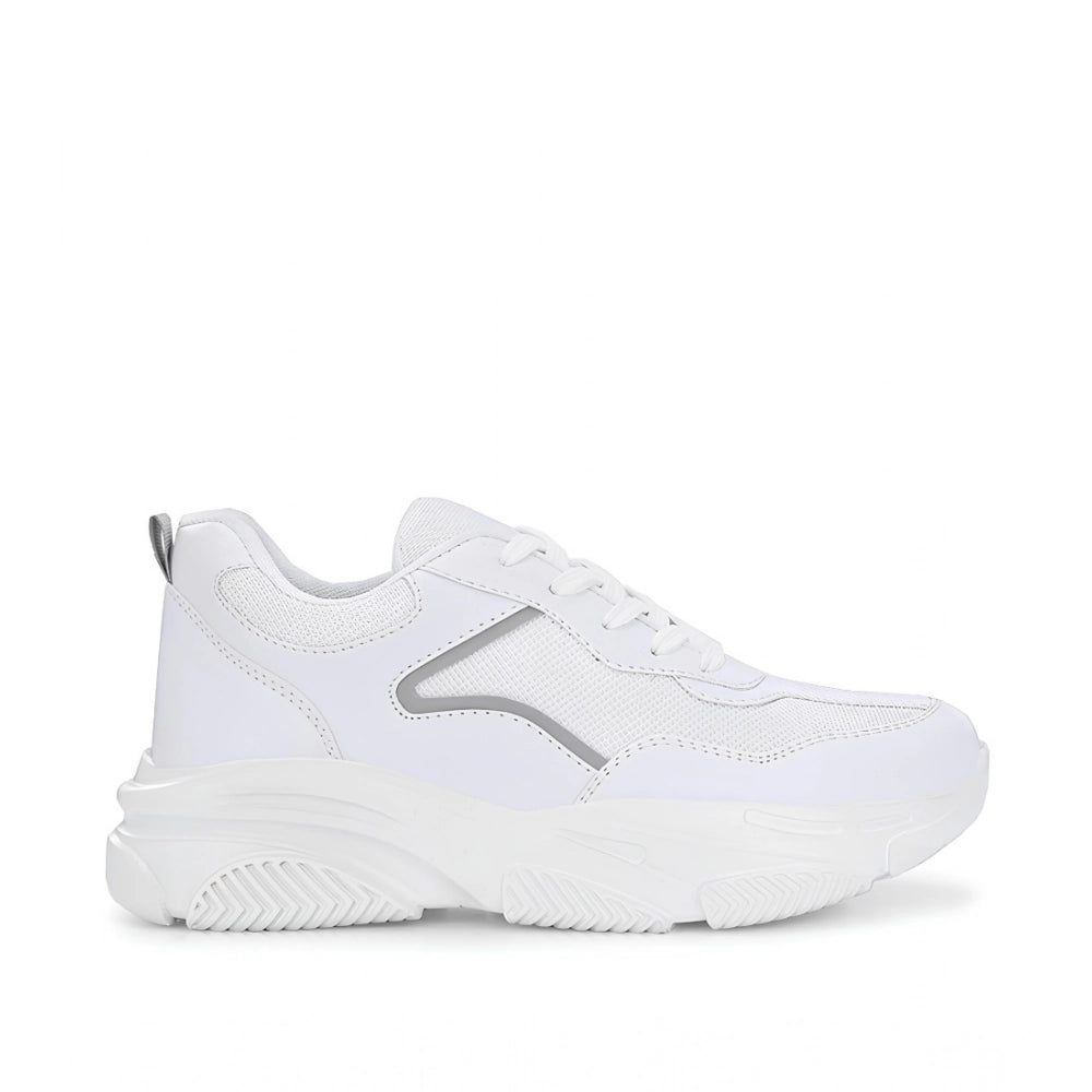 Women's Casual Mesh Printed Lace-Ups Shoes — White