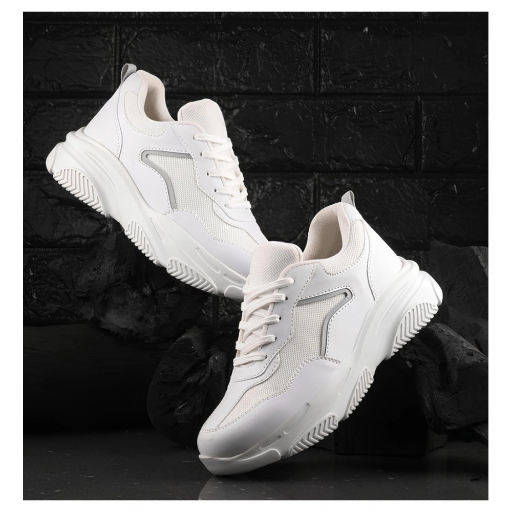 Women's Casual Mesh Printed Lace-Ups Shoes — White