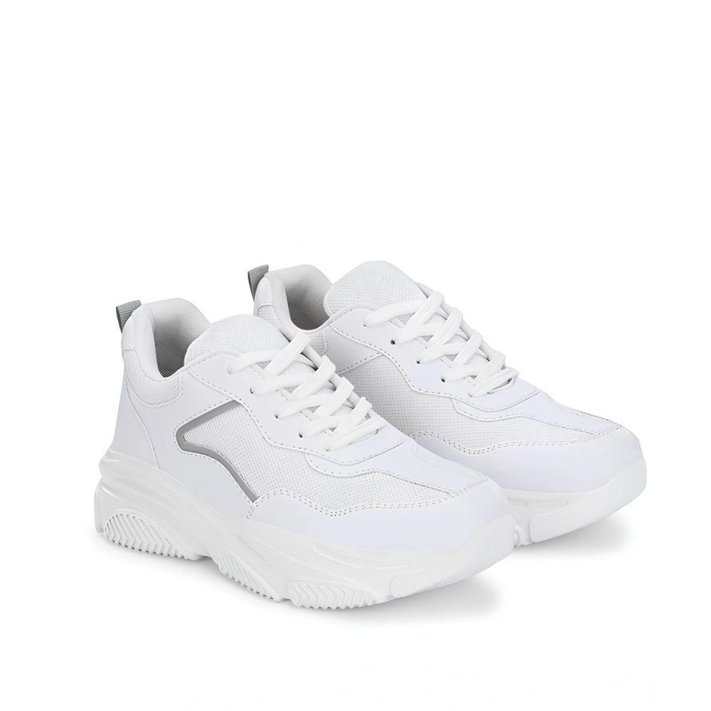 Women's Casual Mesh Printed Lace-Ups Shoes — White