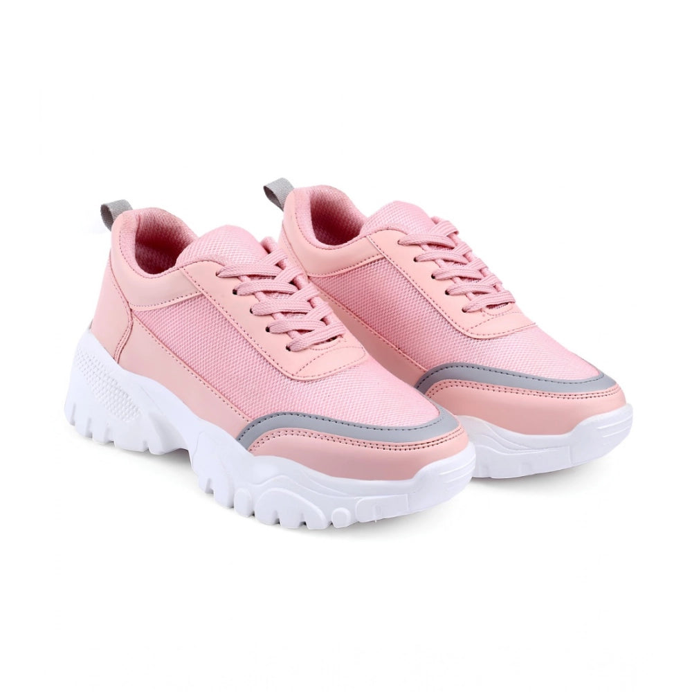 Women's Casual Mesh Printed Lace-Ups Shoes — Pink · nk_3