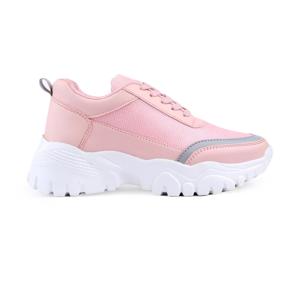 Women's Casual Mesh Printed Lace-Ups Shoes — Pink · nk_3