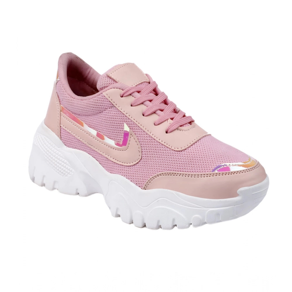 Women's Casual Mesh Printed Lace-Ups Shoes — Pink · nk_3