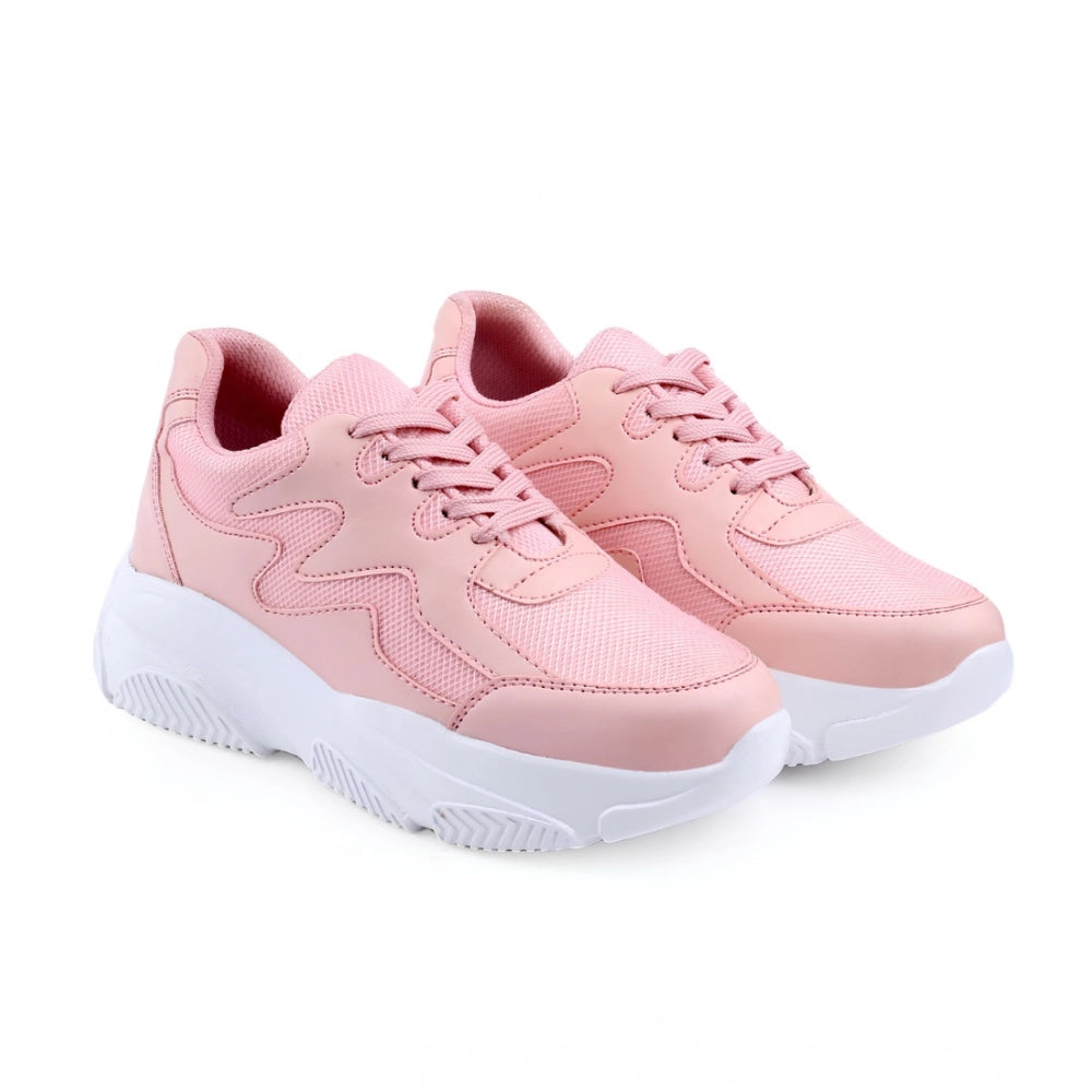 Women's Casual Mesh Printed Lace-Ups Shoes — Pink · nk_3