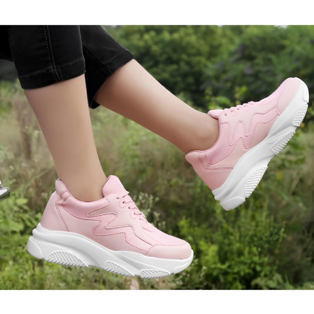 Women's Casual Mesh Printed Lace-Ups Shoes — Pink · nk_3