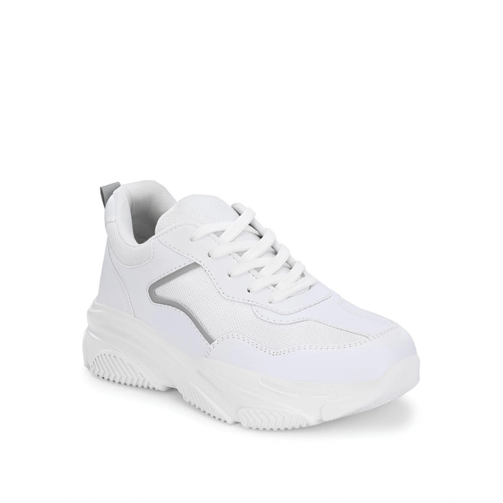 Women's Casual Mesh Printed Lace-Ups Shoes — White