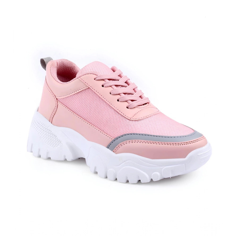 Women's Casual Mesh Printed Lace-Ups Shoes — Pink · nk_3