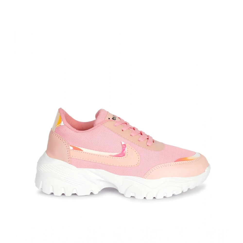 Women's Casual Mesh Printed Lace-Ups Shoes — Pink · nk_3