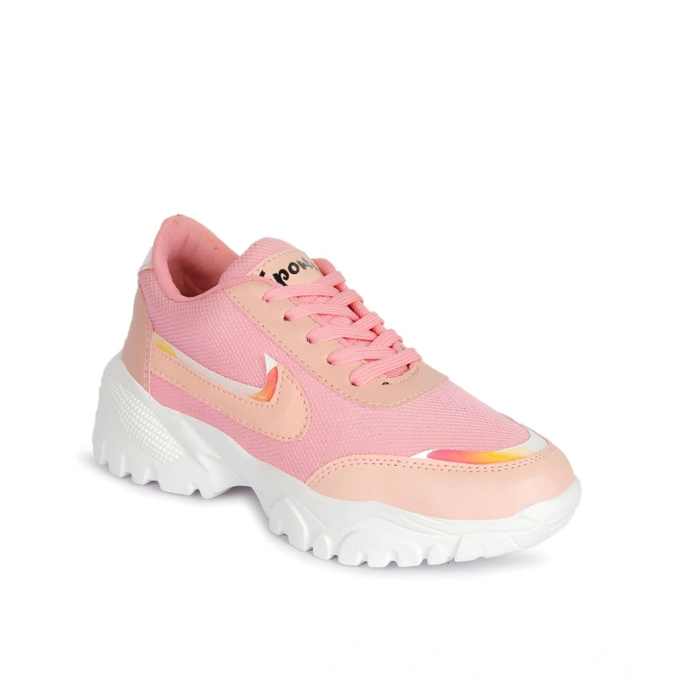 Women's Casual Mesh Printed Lace-Ups Shoes — Pink · nk_3