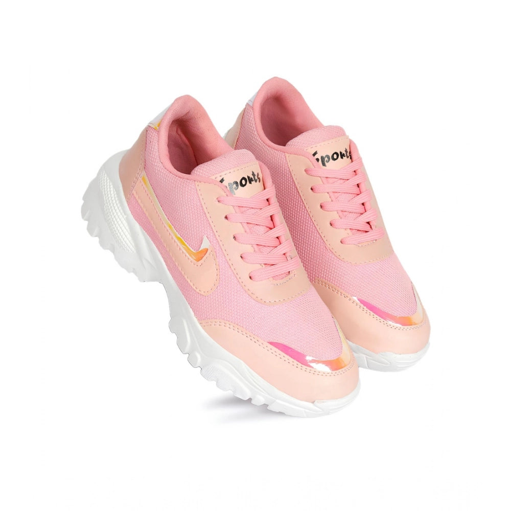 Women's Casual Mesh Printed Lace-Ups Shoes — Pink · nk_3