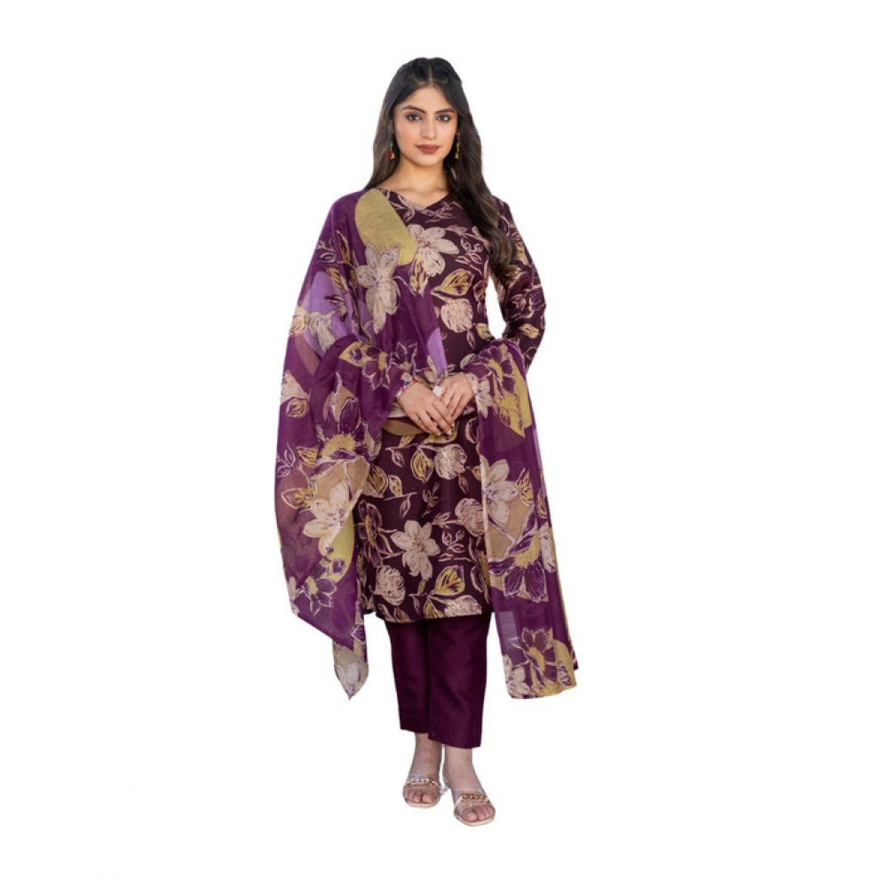 Women's Cotton Blend Printed Kurti — Purple