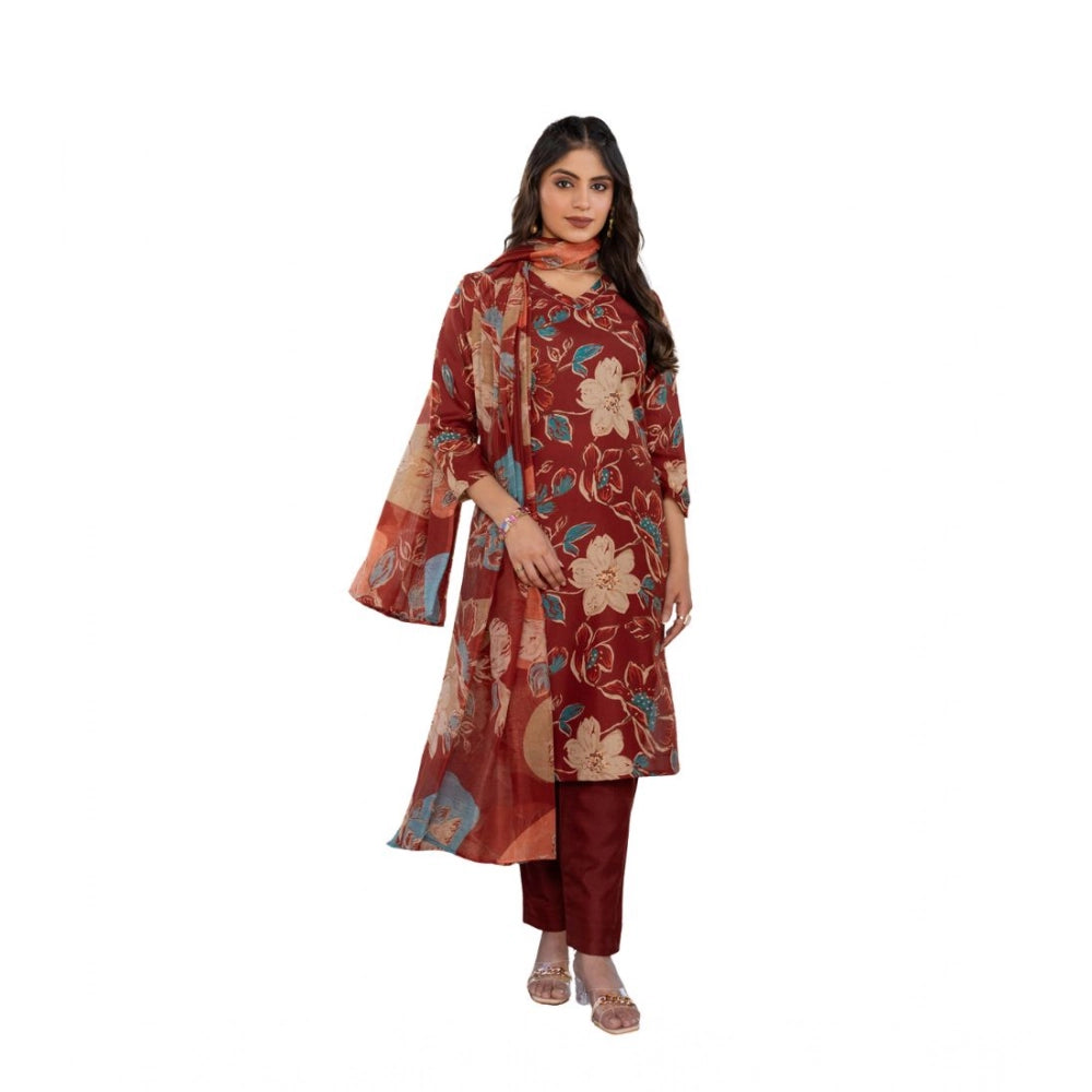 Women's Cotton Blend Printed Kurti — Rust