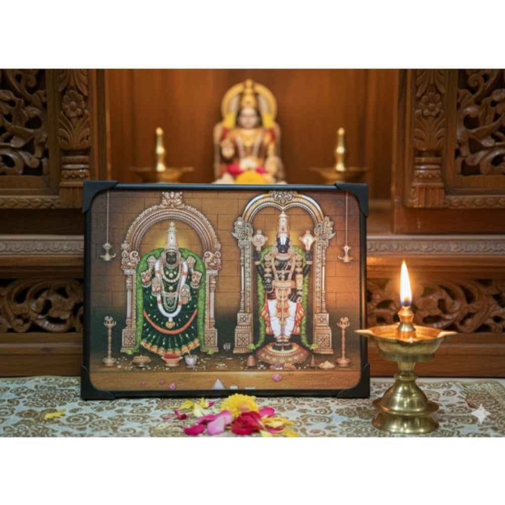 Wooden Tirupati Balaji Padmavati Venkateshwara Swamy Table Top Devotional