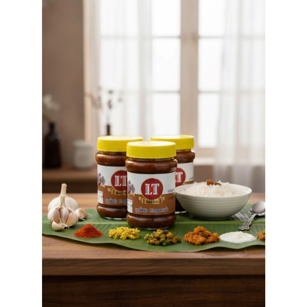 Pack Of_3 300G Lt Garlic Pickle Traditional Digestive Side — Red