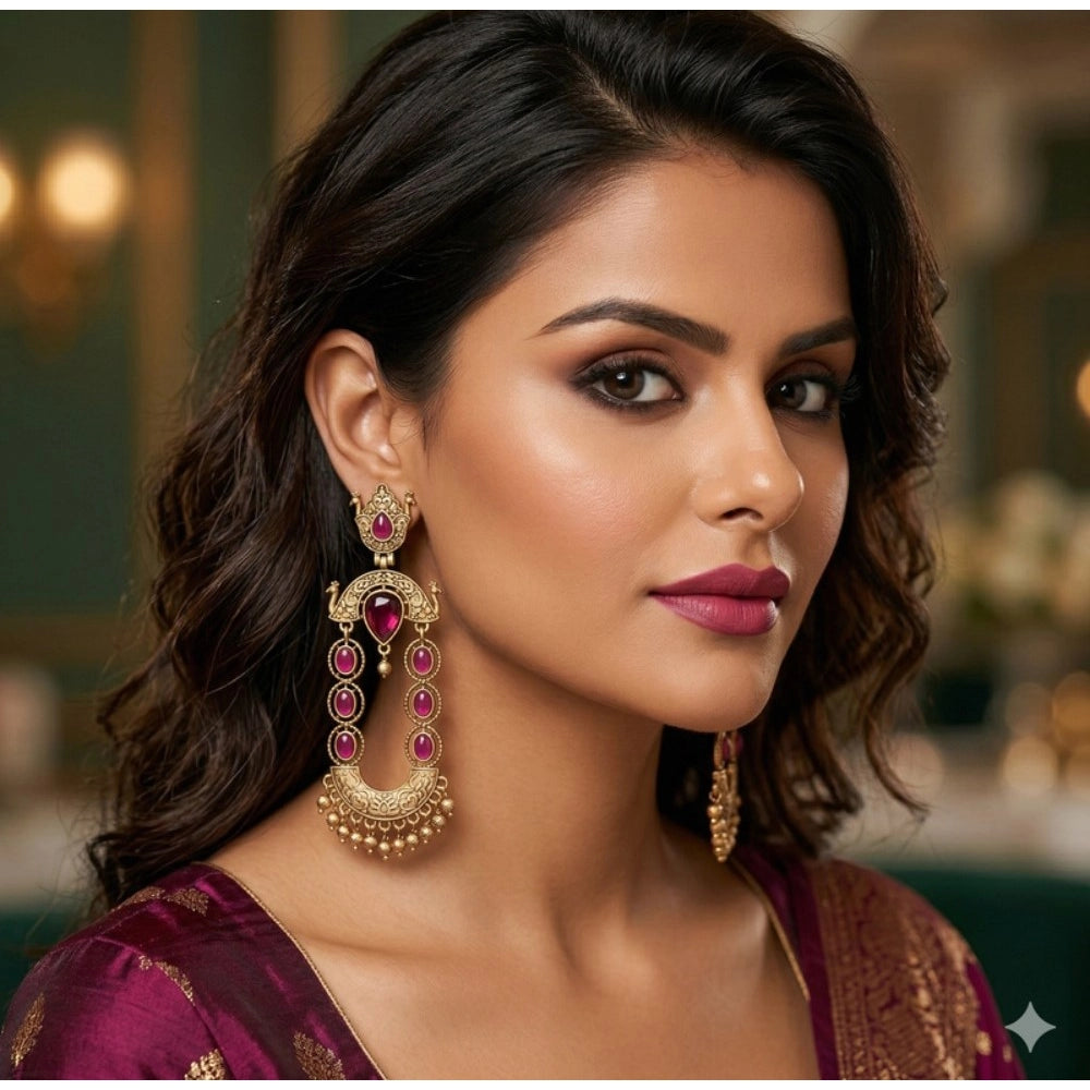 Women's Zinc Alloy Gold Plated Chandbali Earrings · 1561