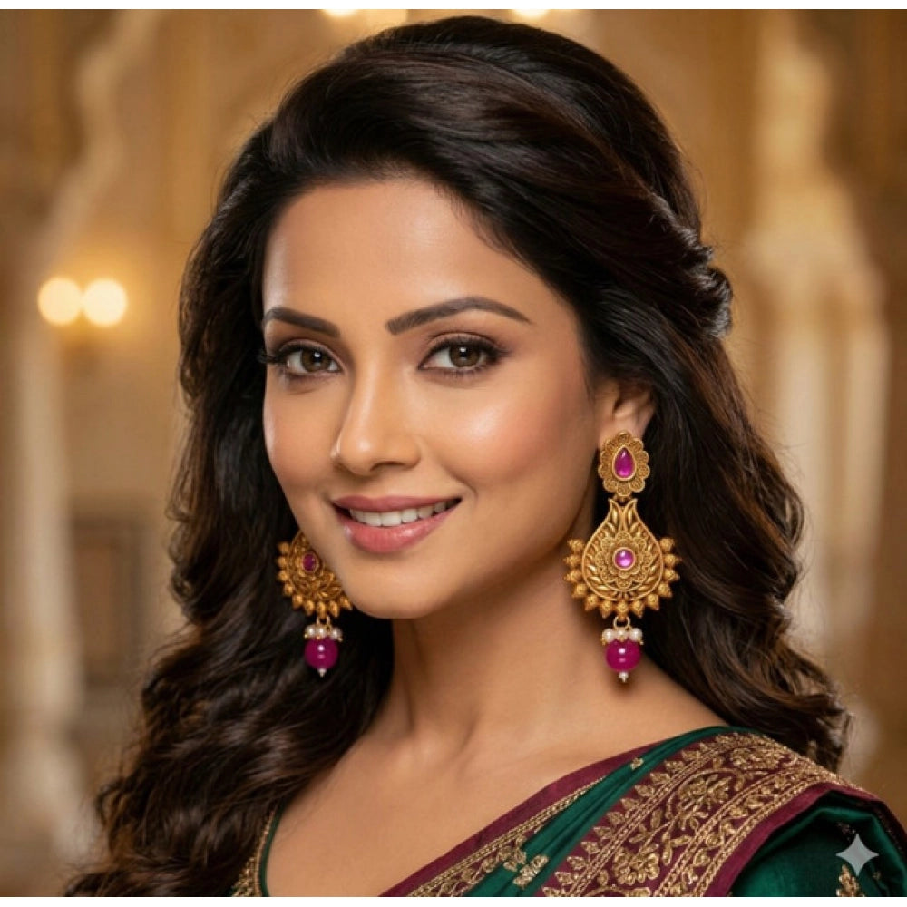 Women's Zinc Alloy Gold Plated Chandbali Earrings · 1568