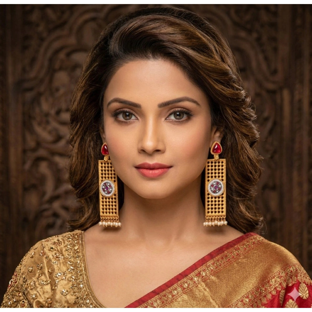 Women's Zinc Alloy Gold Plated Dangler Earrings