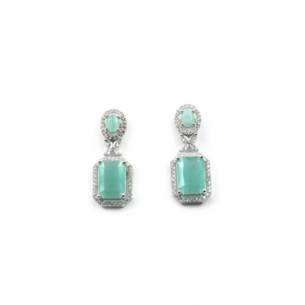 Women's Brass Silver Plated Drop Earrings — Turquoise · 1970