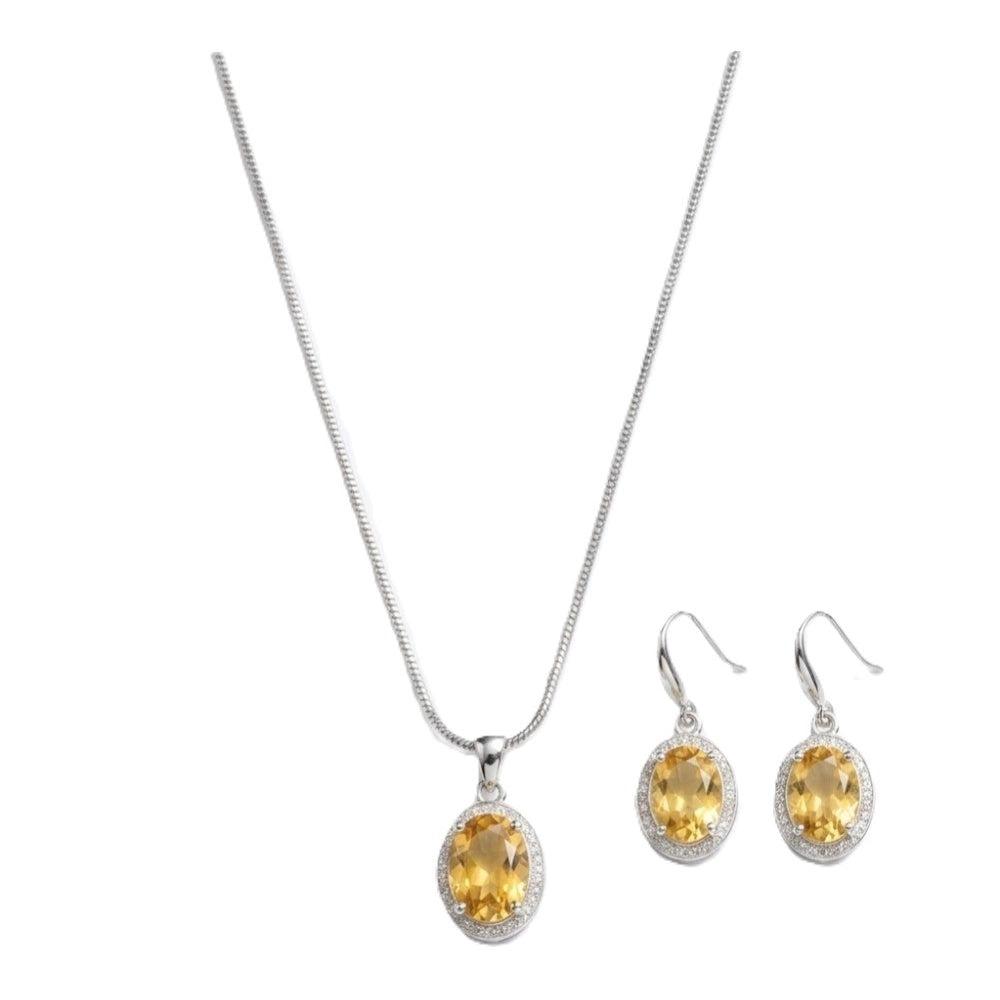 Women's Brass Silver Plated Pendant Set — Yellow