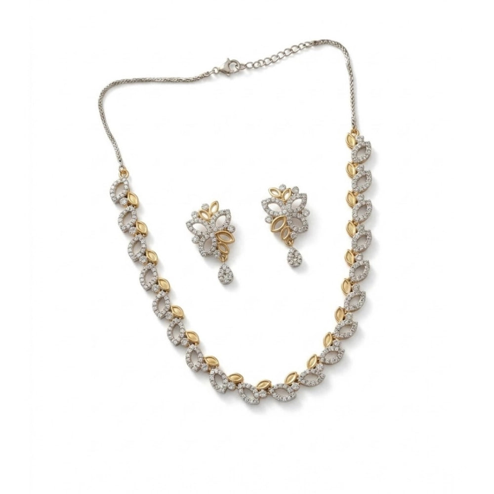 Women's Brass Silver Plated Necklace Set — Silver · 2027