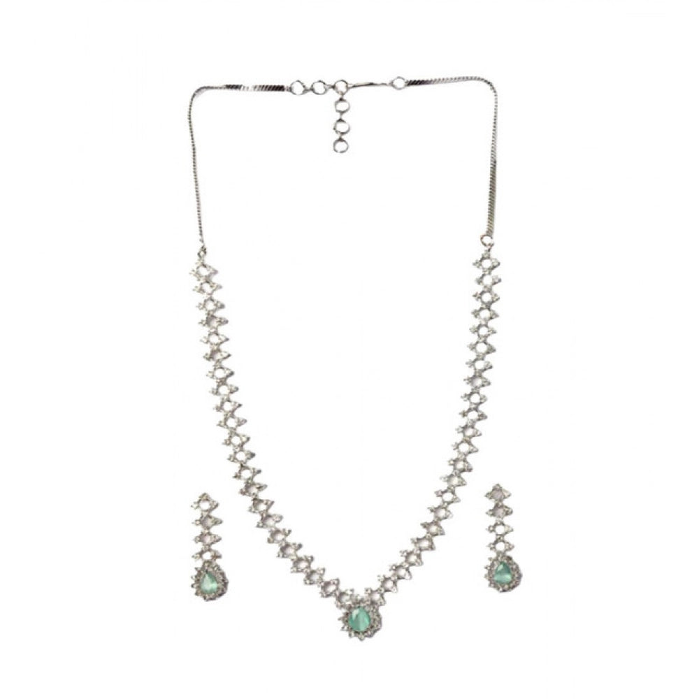 Women's Brass Silver Plated Necklace Set — Turquoise · 2038