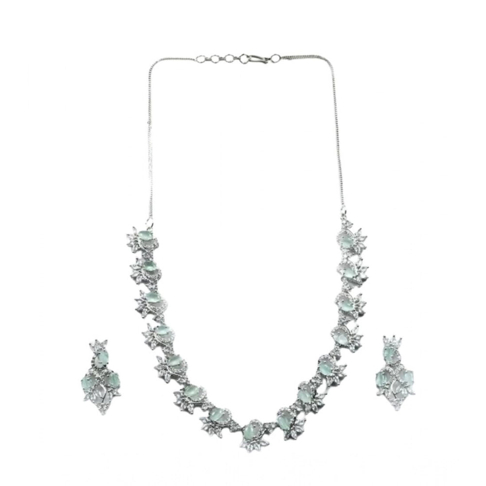 Women's Brass Silver Plated Necklace Set — Turquoise · 2060