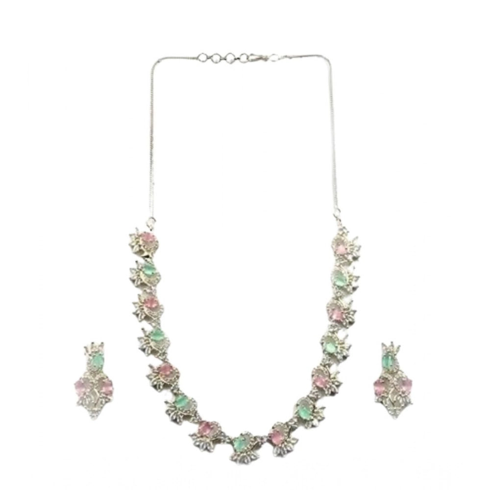 Women's Brass Silver Plated Necklace Set · 2061