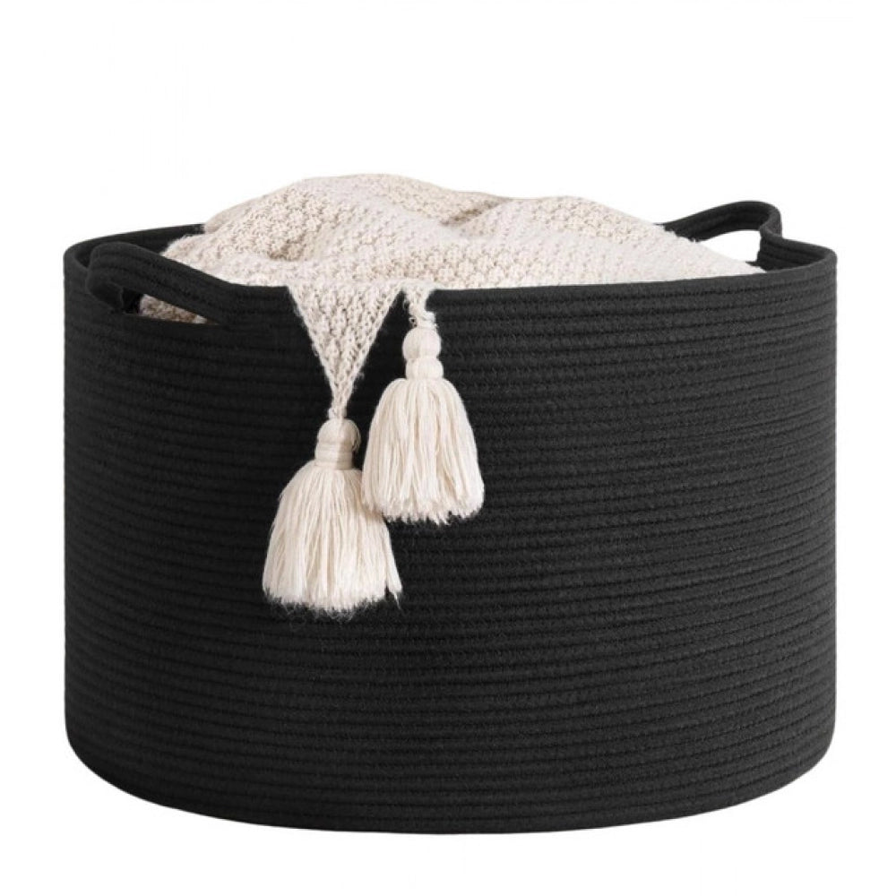 Cotton Basket 14X12 Inch Storage Basket For Clothes — Black