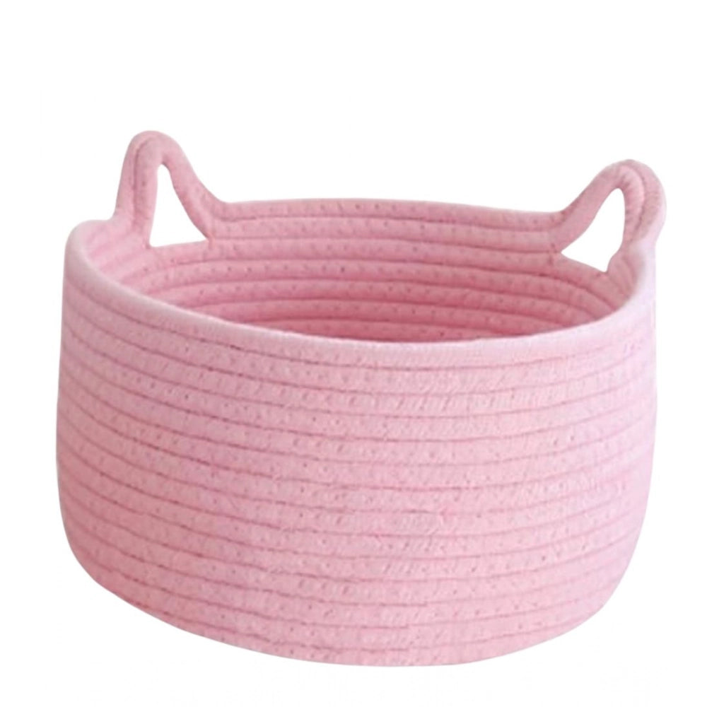 Cotton Pack Of_1 Plain Cat Basket 9X5 Inch — Pink