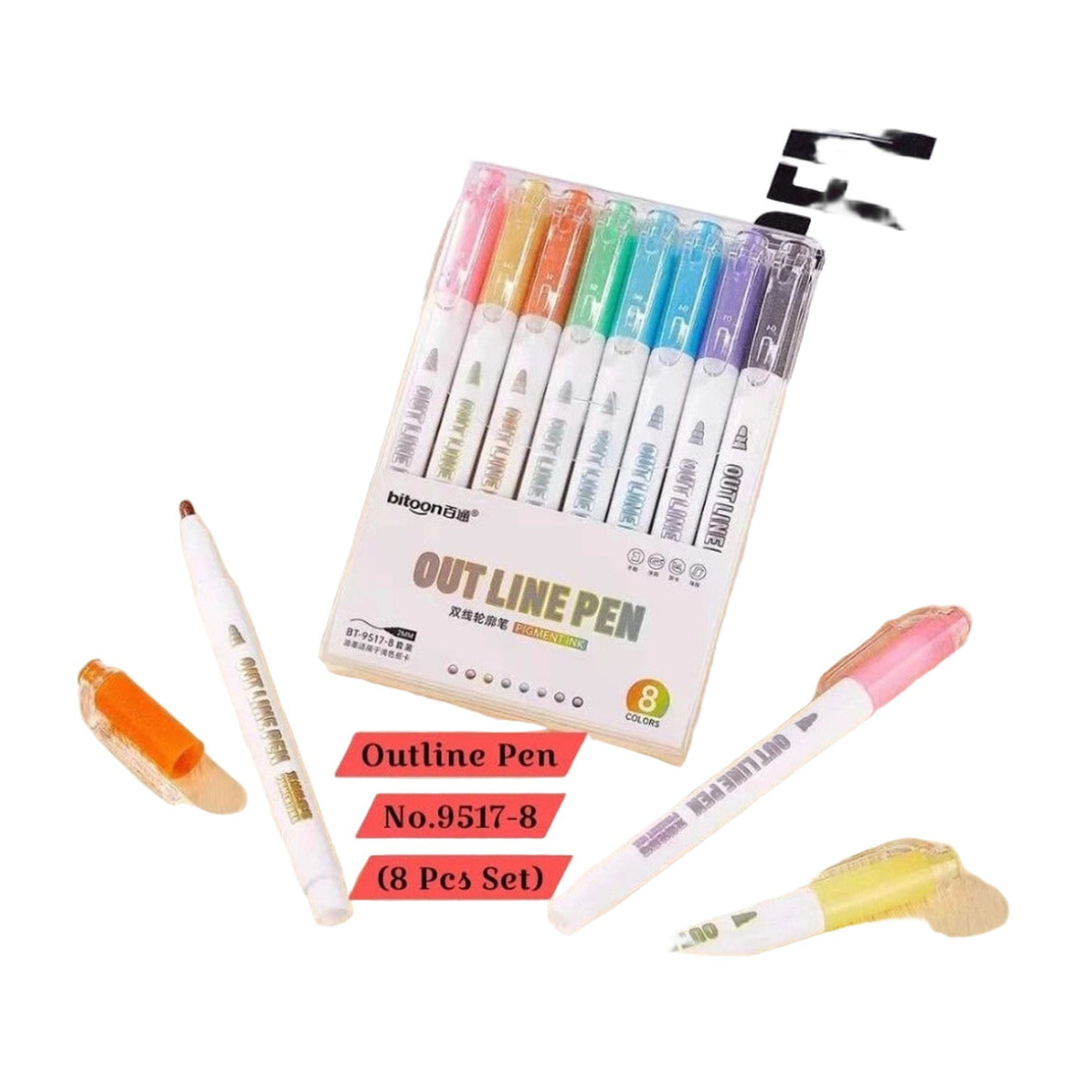 8_Pcs Set Outline Pen No.9517-8 AllQwik