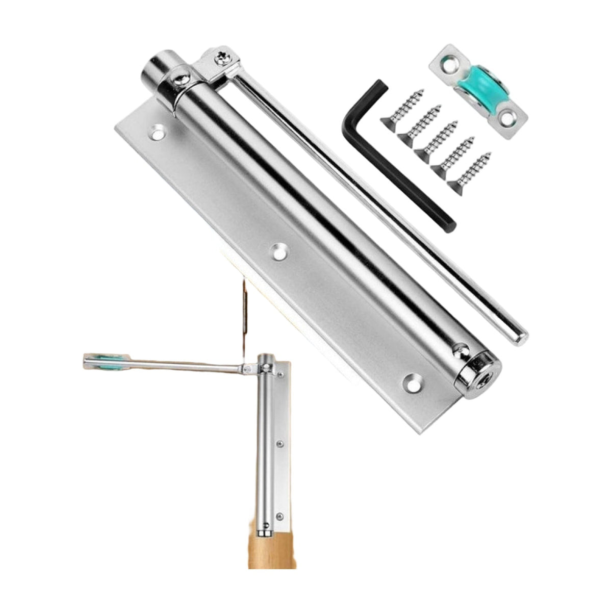 Automatic Door Closer Hinge Locks · Pack of 2 — Silver AllQwik
