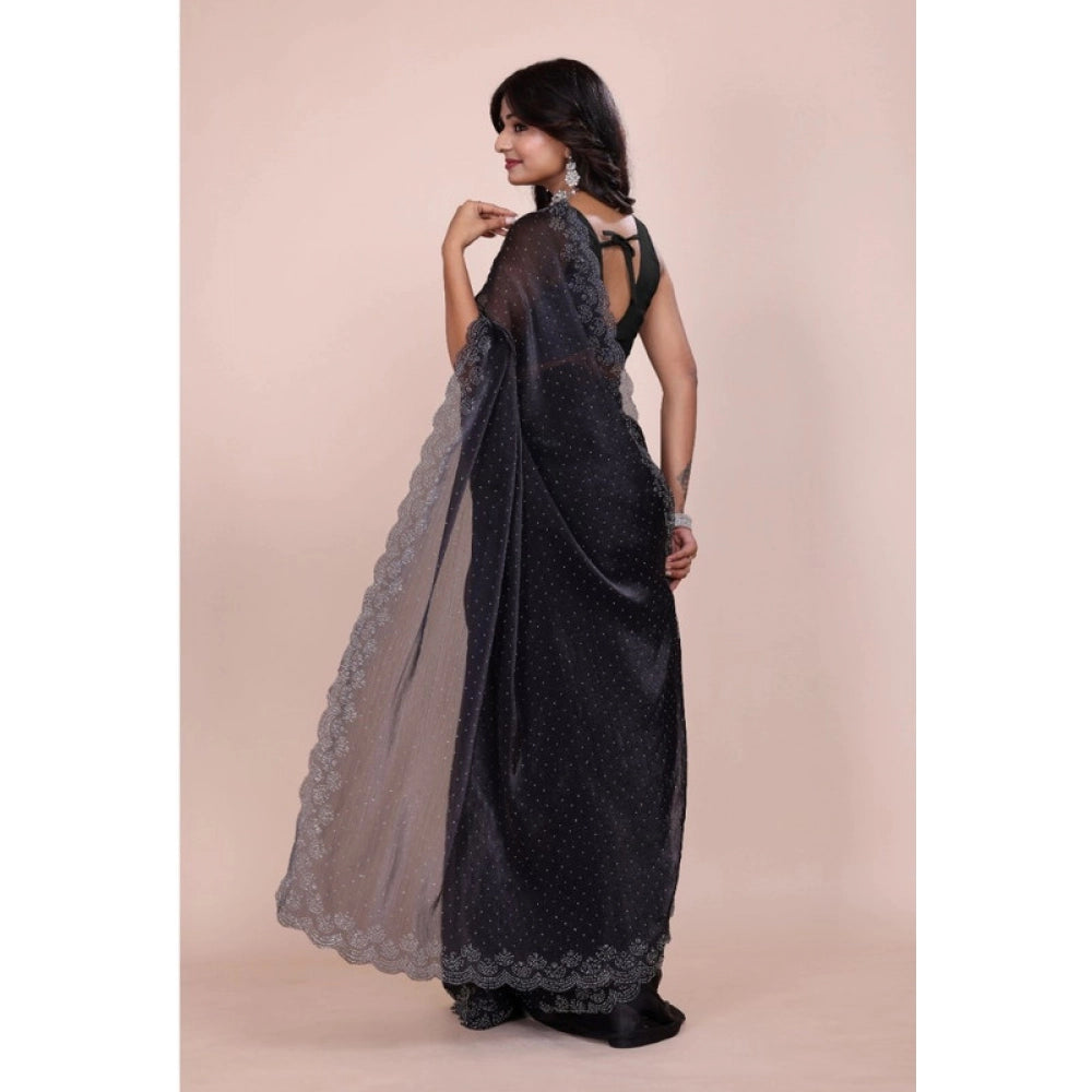 Women's Jimmy Choo Embellished Bollywood Saree — Black · _Blk