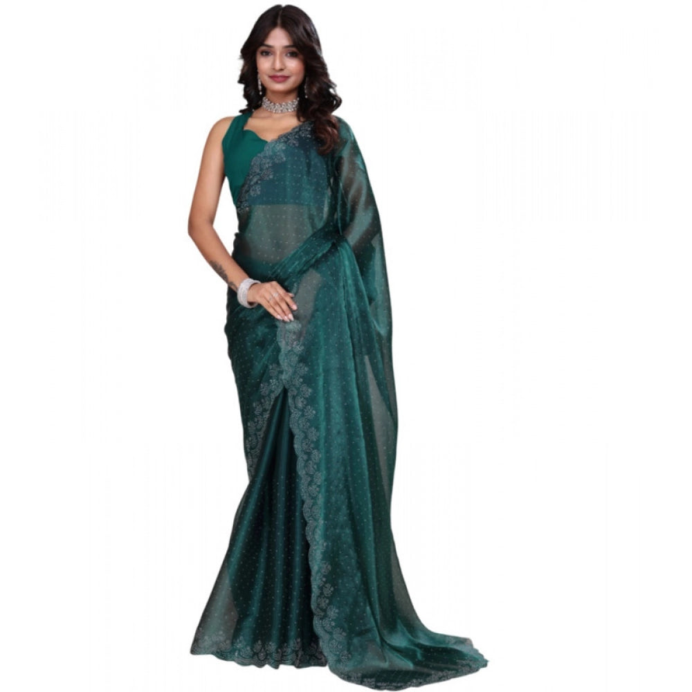 Women's Jimmy Choo Embellished Bollywood Saree — Green · _Grn