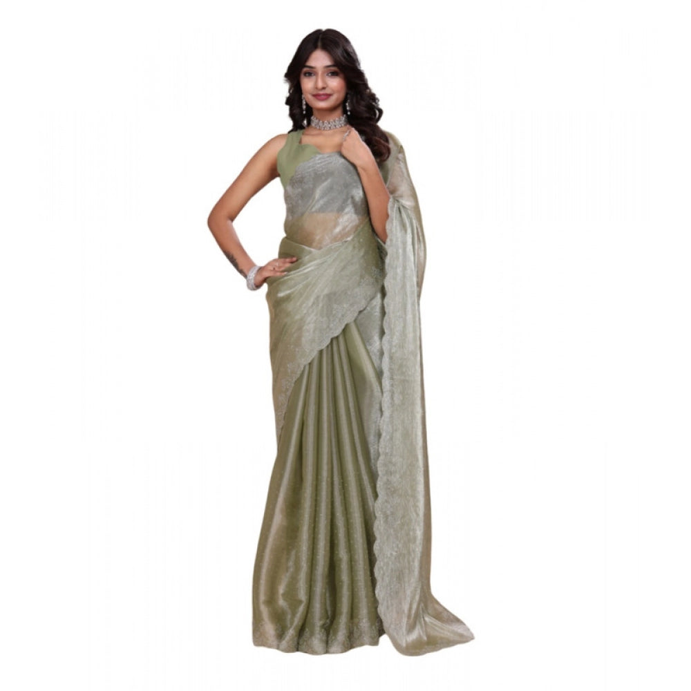 Women's Jimmy Choo Embellished Bollywood Saree — Light Green · tGrn